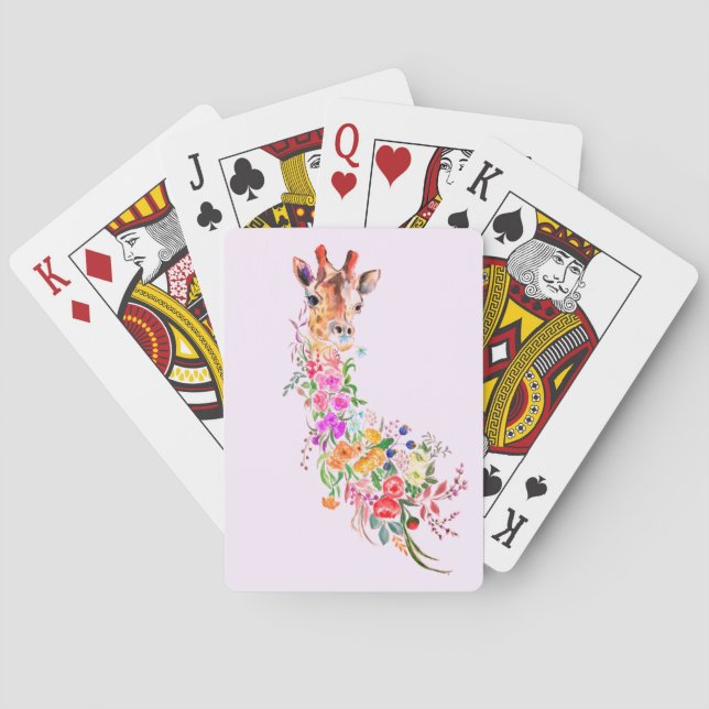 Farbenfrohe Bouquet Blumengiraffe Kartenspiel Gesc Spielkarten (Rückseite)