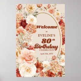 Farbenfrohe Bouquet rosty rot 80. Geburtstag Willk Poster