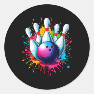 Farbenfrohe Bowling Art Runder Aufkleber