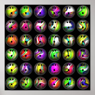 Farbenfrohe Bowling Balls Poster