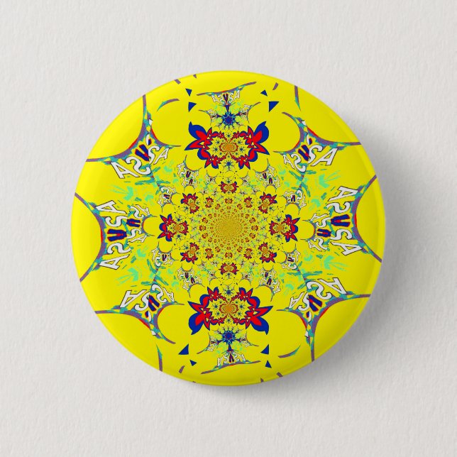 Farbenfrohe braune Damaskus Design Art Print Button (Vorderseite)