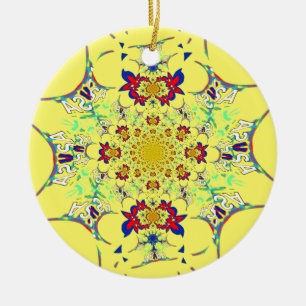 Farbenfrohe braune Damaskus Design Art Print Keramikornament