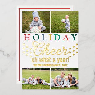 Farbenfrohe Briefe 4 Foto Chic Holiday Cheer Gold Folien Feiertagskarte