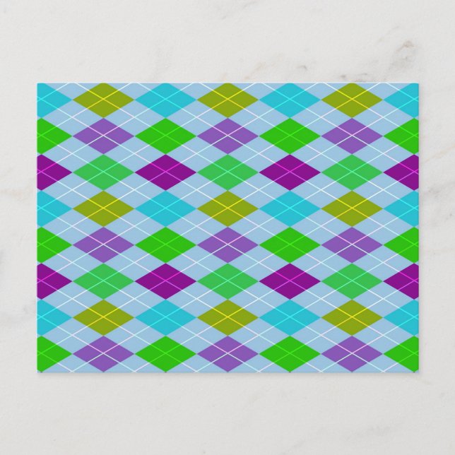 Farbenfrohe Bright Harlequin Geometrie Muster Postkarte (Vorderseite)