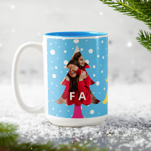 Farbenfrohe Bright Neon Fa La Christmas Foto Blau Zweifarbige Tasse