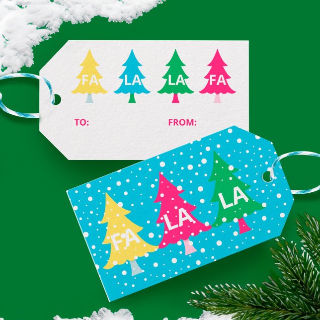 Farbenfrohe Bright Neon Fa La Christmas Tree Geschenkanhänger (Colourful Bright Neon Fa La La Christmas Tree Gift Tags)