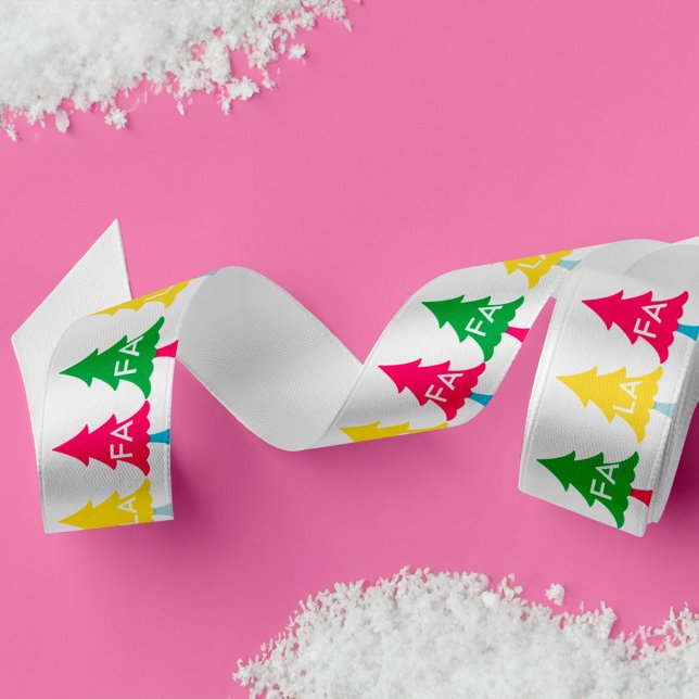 Farbenfrohe Bright Neon Fa La Christmas Tree Satinband (Colourful Bright Neon Fa La La Christmas Tree Satin Ribbon)