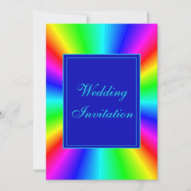 Farbenfrohe Bright-Rainbow-Hochzeit Einladung (Vorderseite)