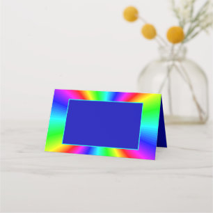 Farbenfrohe Bright-Rainbow-Hochzeit Platzkarte