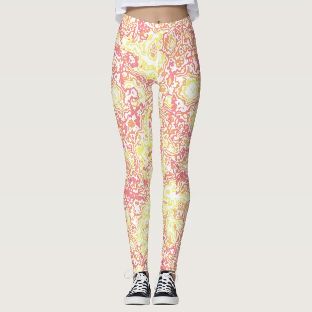 Farbenfrohe Bright Retro Mod Boho Hippie Funky Mar Leggings (Vorderseite)