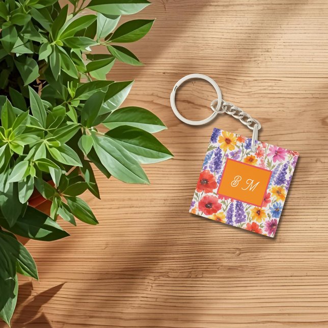 farbenfrohe Bright Summer Blumengarten blühen Schlüsselanhänger (Von Creator hochgeladen)