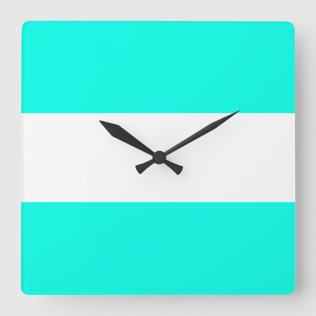 Farbenfrohe Bright Wide Aqua Weißer Wasserpark Cal Quadratische Wanduhr (Vorderseite)