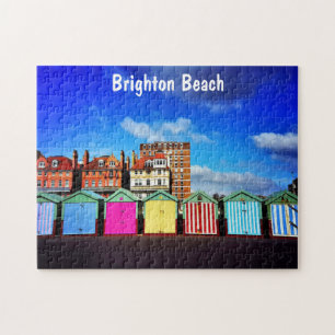 Farbenfrohe Brighton Beach Huts Puzzle