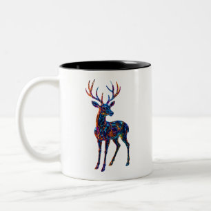 Farbenfrohe Brille Hirsch Kunst - Einzigartiges mo Zweifarbige Tasse