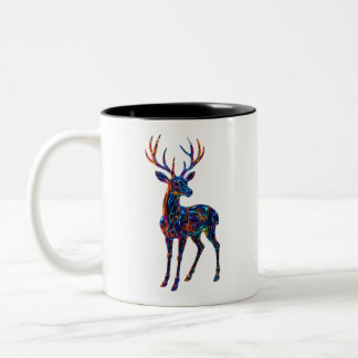 Farbenfrohe Brille Hirsch Kunst - Einzigartiges mo Zweifarbige Tasse
