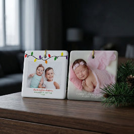 Farbenfrohe Brüder Erste Weihnachtslicht 2 Fotos Keramikornament