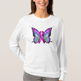 Farbenfrohe Brustkrebserkrankung Schmetterling T-Shirt