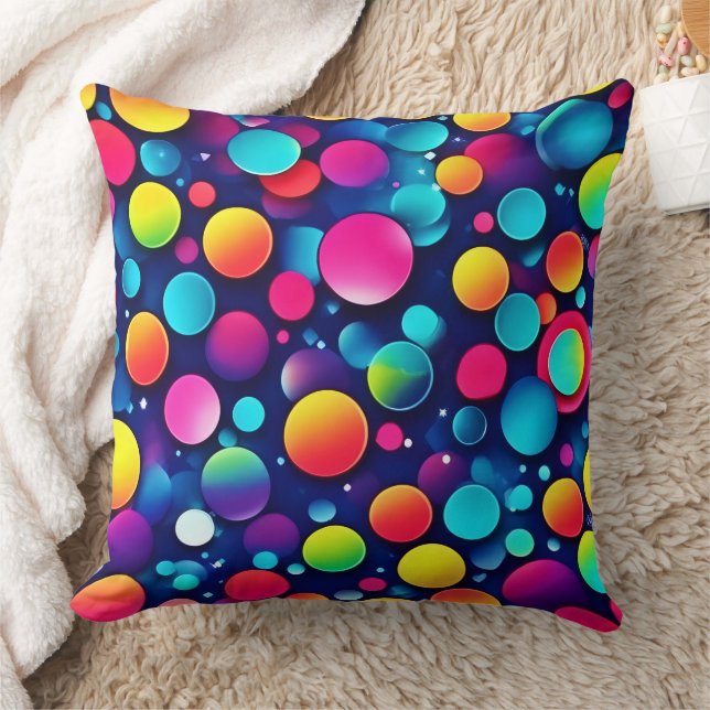 Farbenfrohe Bubble-Symphonie Kissen (Decke)