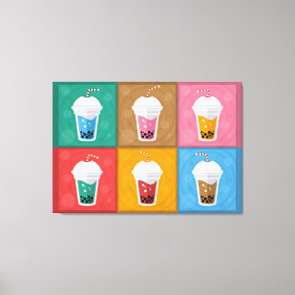 Farbenfrohe Bubble Tee 6 Pack Leinwanddruck