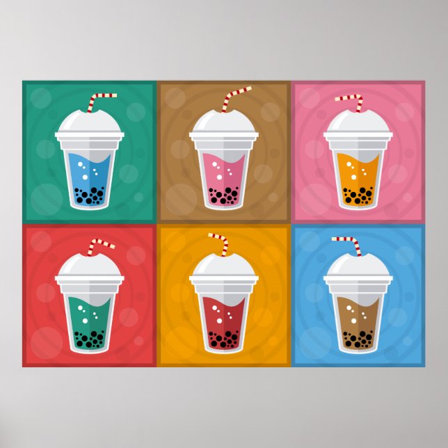 Farbenfrohe Bubble Tee 6 Pack Poster (Vorne)