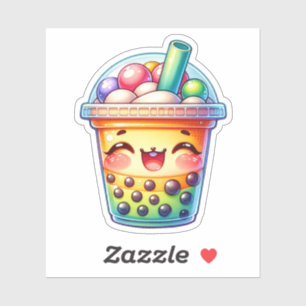 Farbenfrohe Bubble Tee Vinyl Stickers Aufkleber