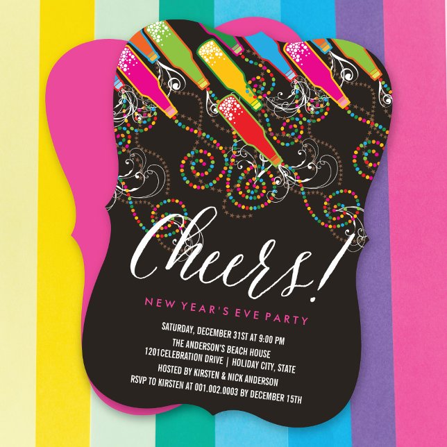 Farbenfrohe Bubbly fröhlich zum Silvesterabend-Par Einladung (Von Creator hochgeladen)
