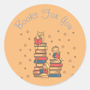 Farbenfrohe Bücher für das Design von Büchern Runder Aufkleber