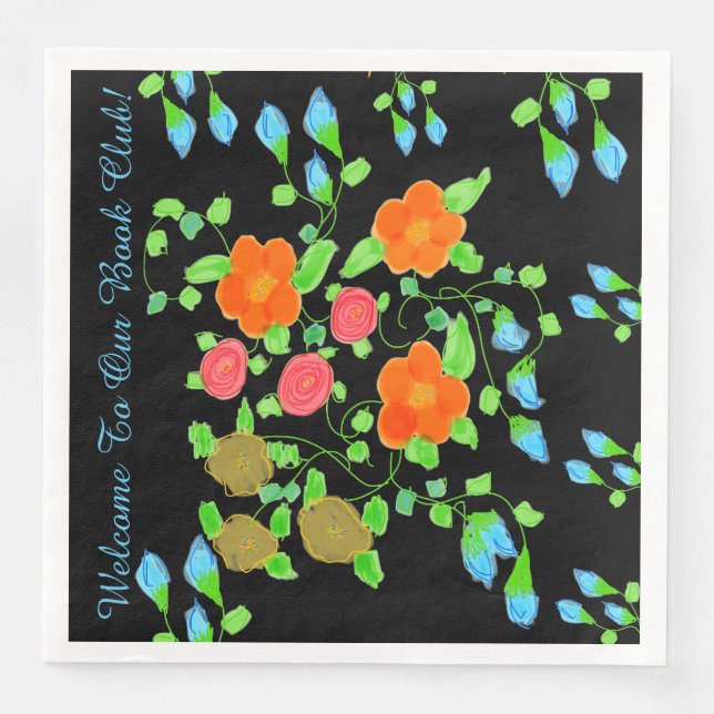 Farbenfrohe Buchklubzeitung Napkins Serviette (Vorderseite)