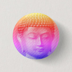Farbenfrohe Buddha-Statue aus Linien Button