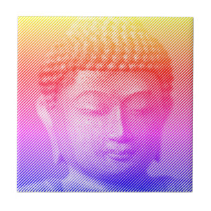 Farbenfrohe Buddha-Statue aus Linien Fliese