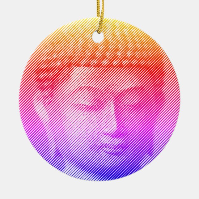 Farbenfrohe Buddha-Statue aus Linien Keramik Ornament (Vorne)