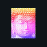 Farbenfrohe Buddha-Statue aus Linien Leinwanddruck<br><div class="desc">Das Gesicht von Siddhartha Gautama,  Buddha,  mit geschnitzter Wirkung. Bild gebildet durch Linien mit variabler Breite. Geschenkidee für Menschen,  die asiatische Kunst und Spiritualität Liebe.</div>