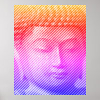 Farbenfrohe Buddha-Statue aus Linien