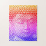 Farbenfrohe Buddha-Statue aus Linien Puzzle<br><div class="desc">Das Gesicht von Siddhartha Gautama,  Buddha,  mit geschnitzter Wirkung. Bild gebildet durch Linien mit variabler Breite. Geschenkidee für Menschen,  die asiatische Kunst und Spiritualität Liebe.</div>