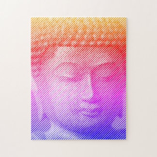 Farbenfrohe Buddha-Statue aus Linien Puzzle