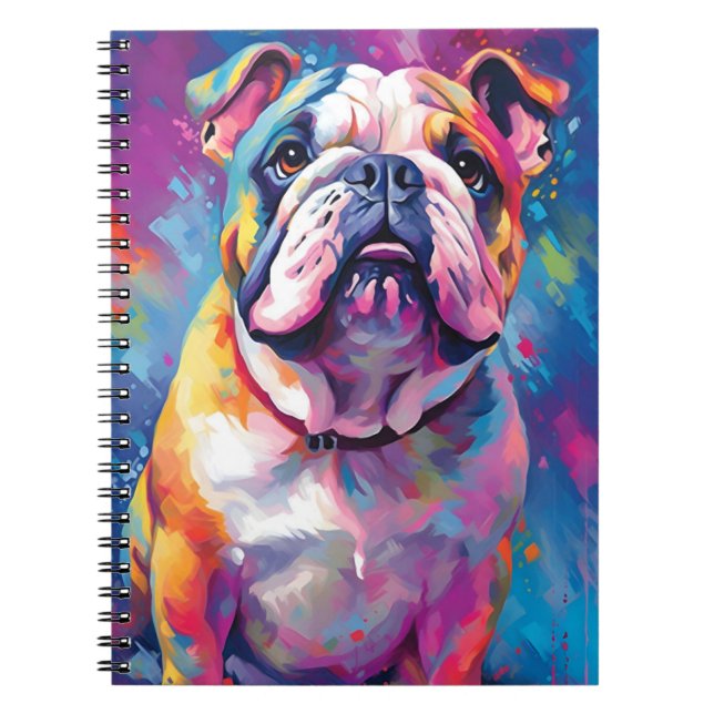 Farbenfrohe Bulldog Notizblock (Vorderseite)