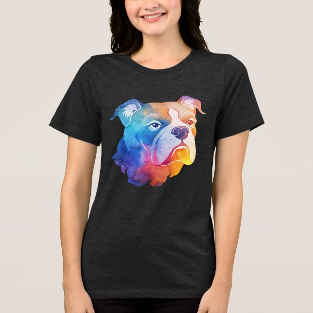 Farbenfrohe Bulldogie Tri-Blend Shirt (Vorderseite)