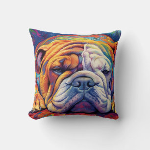 Farbenfrohe Bulldogin Kissen