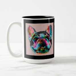 Farbenfrohe Bulldogin Zweifarbige Tasse