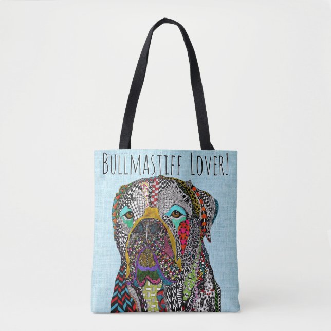 Farbenfrohe Bullmastiff Lover Toto Tasche (Vorderseite)