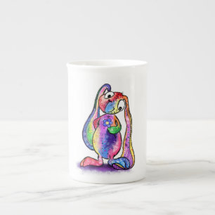 Farbenfrohe Bunny mit Blume Tasse
