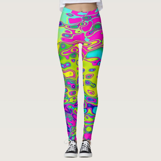 Farbenfrohe, bunt Abstrakte Muster Leggings (Vorderseite)