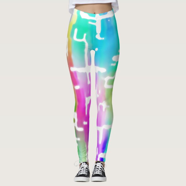Farbenfrohe, bunt Abstrakte Muster Leggings (Vorderseite)