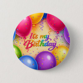 Farbenfrohe bunte Luftballons Alles Gute zum Gebur Button