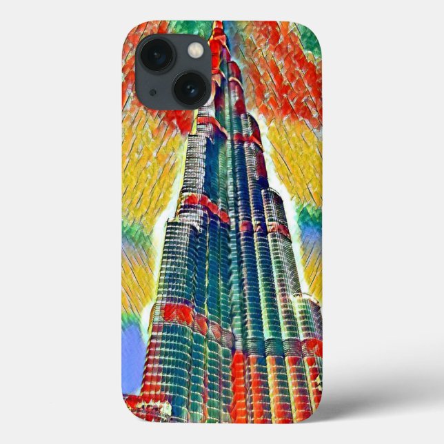 Farbenfrohe Burj Khalifa farbenfrohe Malerei Case-Mate iPhone Hülle (Rückseite)