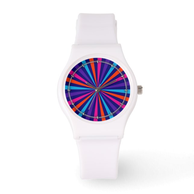 Farbenfrohe Burst Spinning Wheel Design Armbanduhr (Vorderseite)