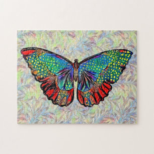 Farbenfrohe Butterfly Art Vintage Stilpuzzle Puzzle