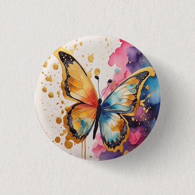 Farbenfrohe Butterfly Button (Vorderseite)