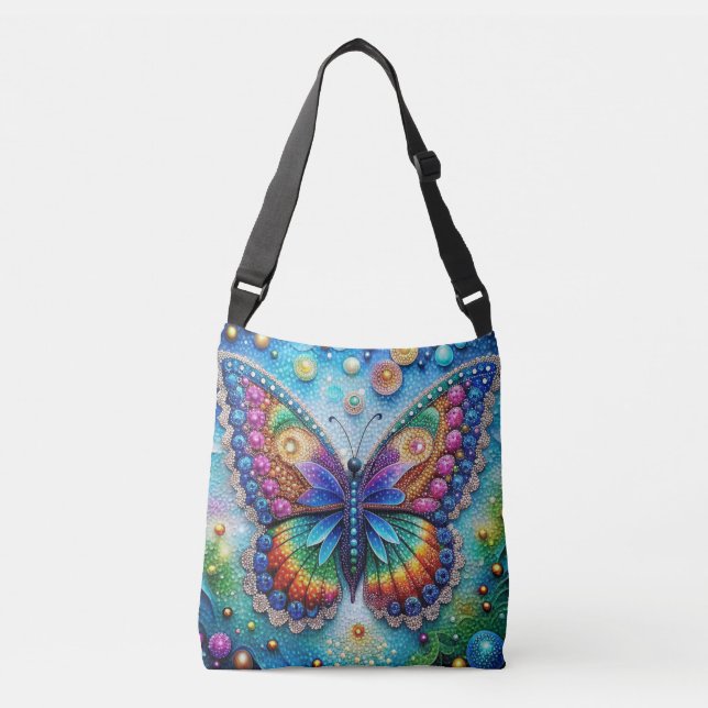Farbenfrohe Butterfly Diamantfarbene Tasche (Vorderseite)