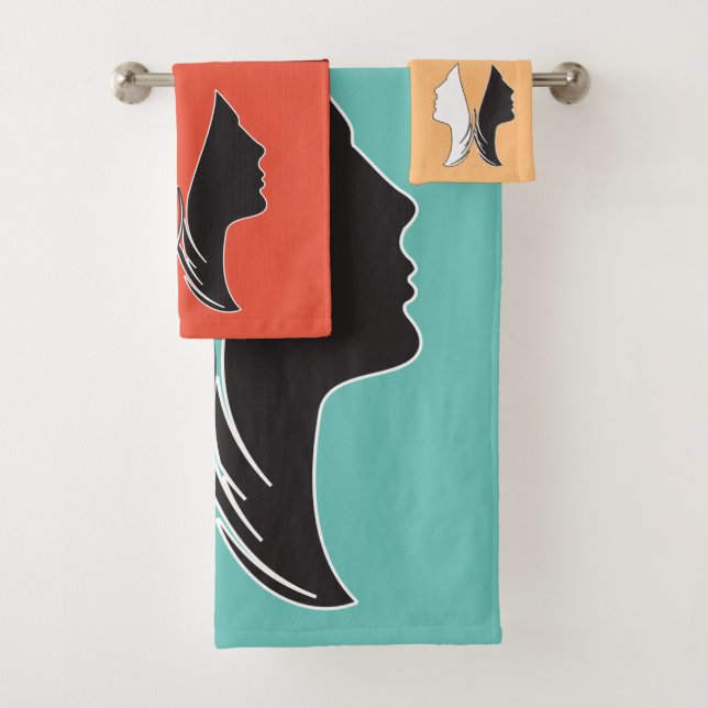 Farbenfrohe Butterfly-Frauengesicht Badhandtuch Set (Insitu)